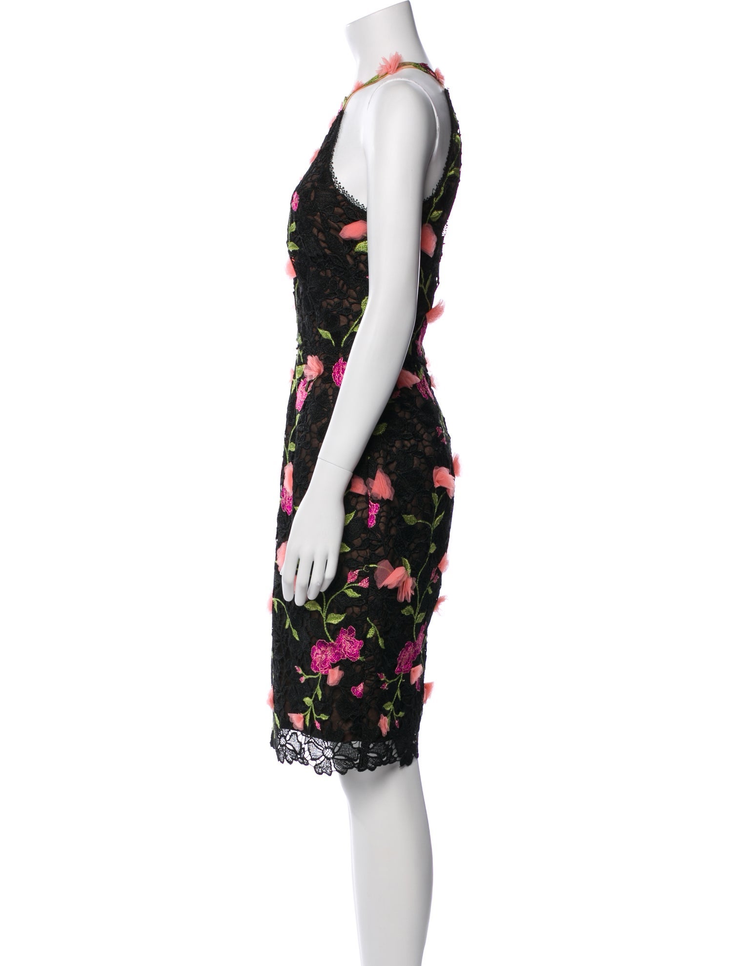 Marchesa Notte Floral Print Knee-Length Dress