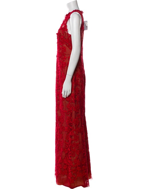 Marchesa Notte Lace Pattern Long Dress