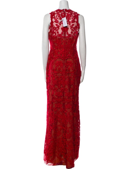 Marchesa Notte Lace Pattern Long Dress