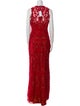 Marchesa Notte Lace Pattern Long Dress