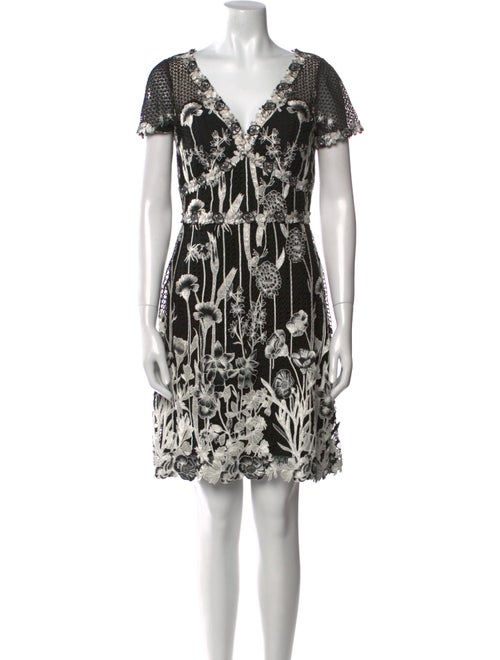 Marchesa Notte Printed Knee-Length Dress