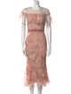Marchesa Notte Floral Print Midi Length Dress