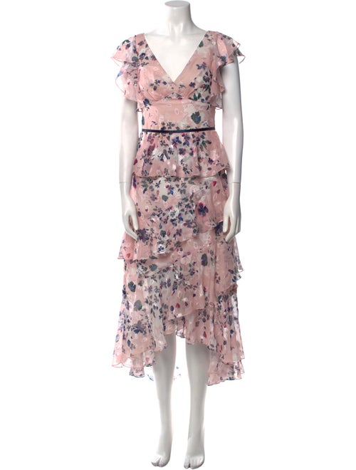 Marchesa Notte Floral Print Long Dress