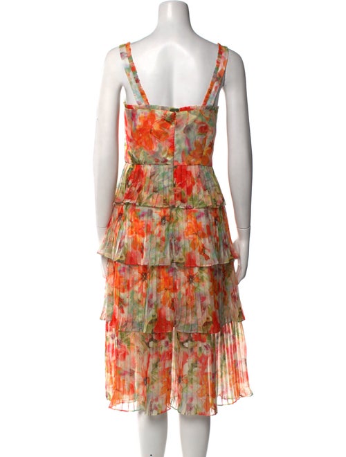 Marchesa Notte Printed Midi Length Dress