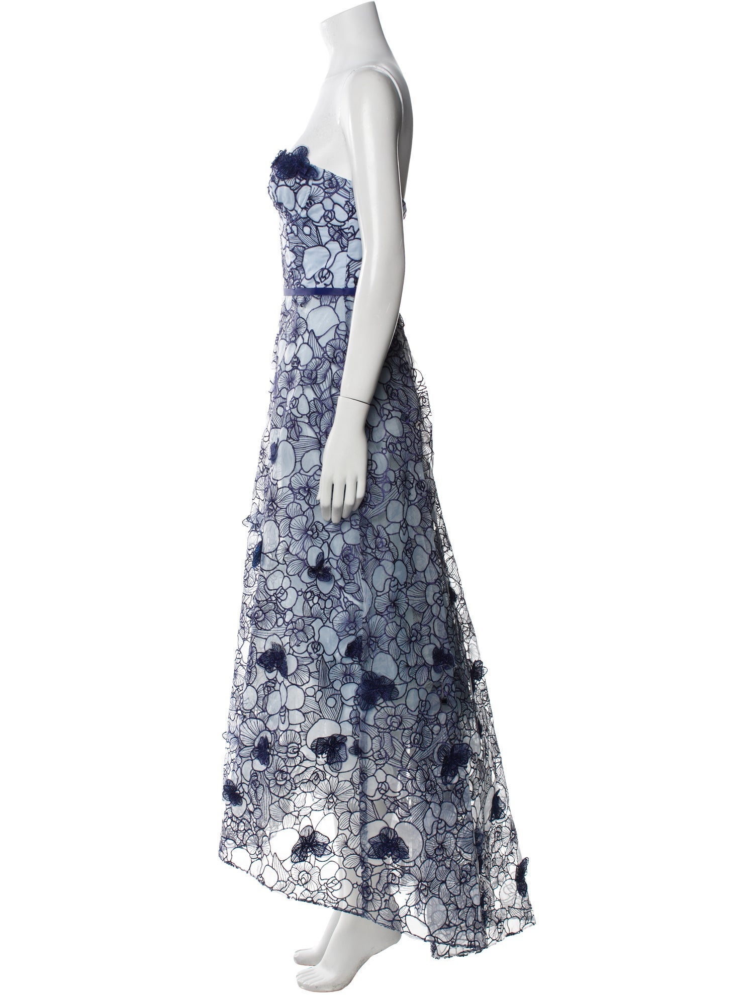 Marchesa Notte Floral Print Long Dress