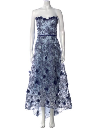 Marchesa Notte Floral Print Midi Length Dress