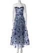 Marchesa Notte Floral Print Midi Length Dress