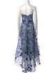 Marchesa Notte Floral Print Midi Length Dress