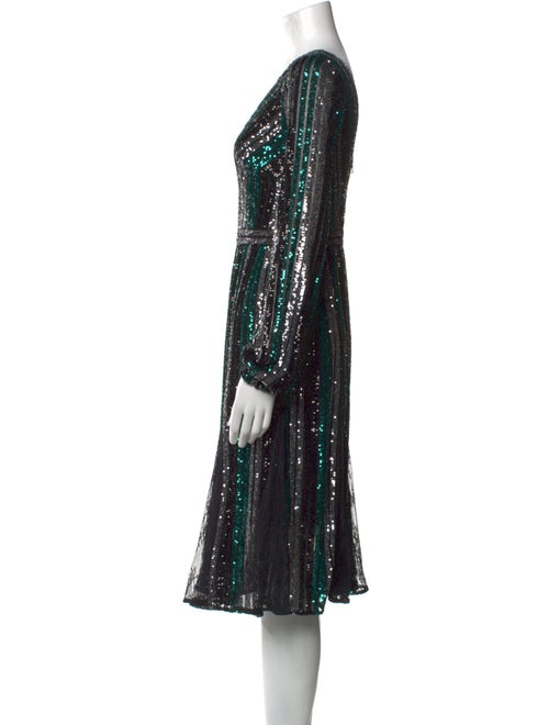 Marchesa Notte V-Neck Midi Length Dress