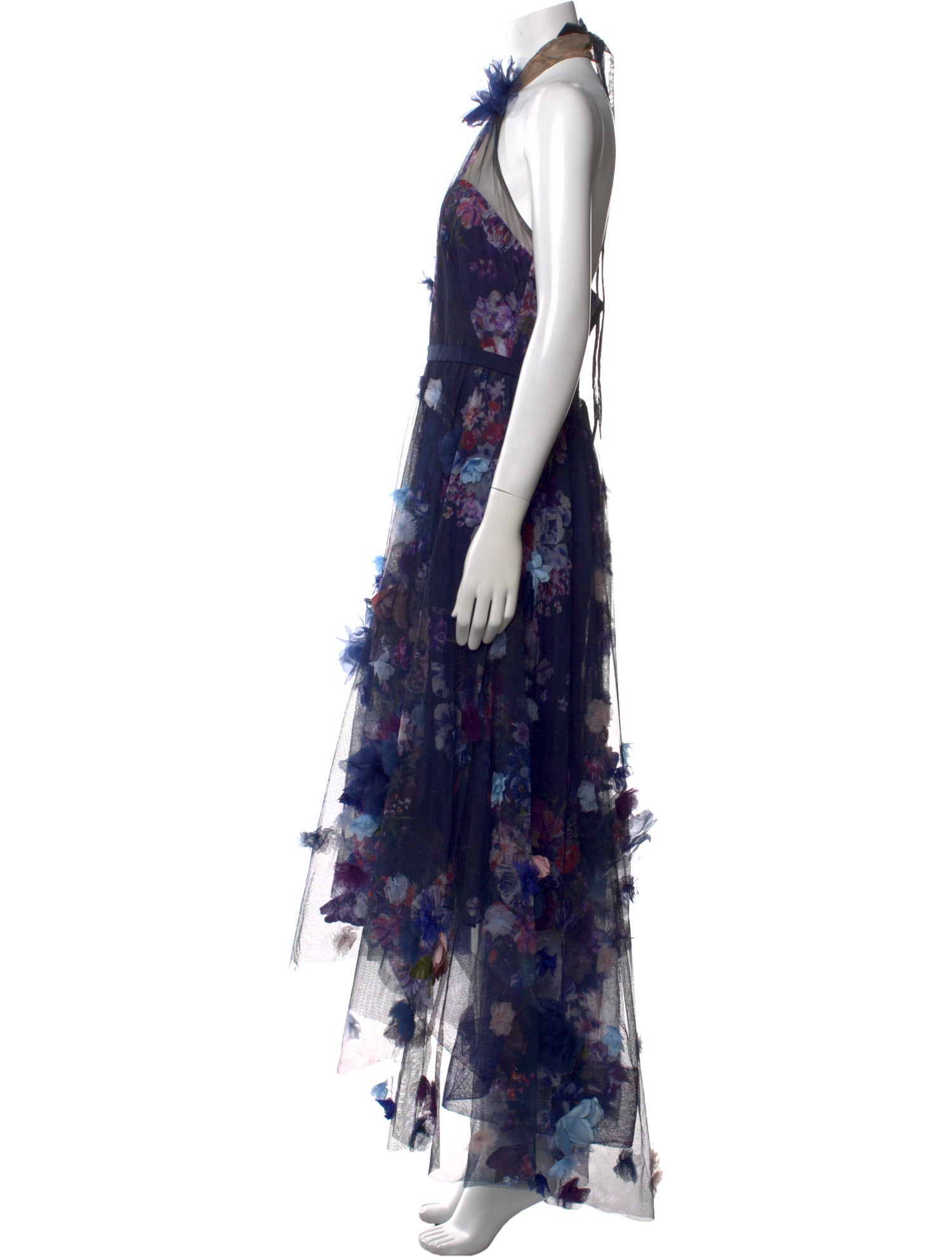Marchesa Notte Floral Print Long Dress
