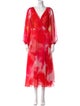 Marchesa Notte Tie-Dye Print Midi Length Dress