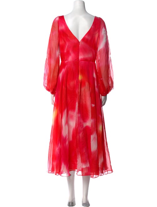 Marchesa Notte Tie-Dye Print Midi Length Dress