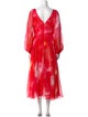 Marchesa Notte Tie-Dye Print Midi Length Dress