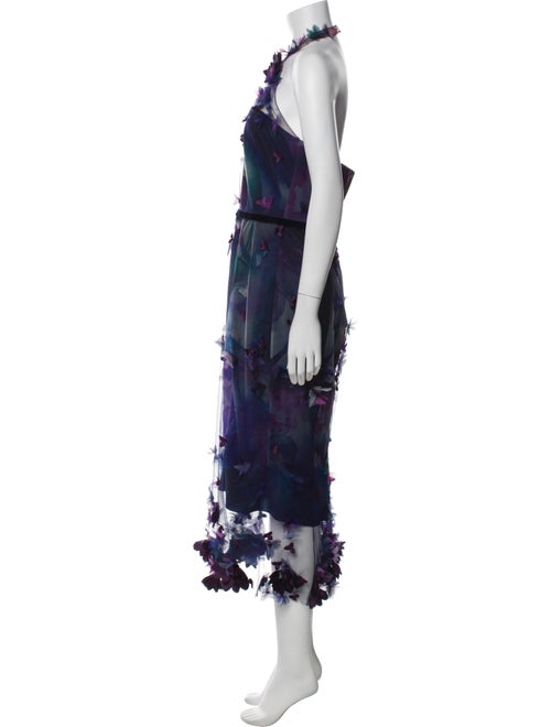 Marchesa Notte Printed Midi Length Dress