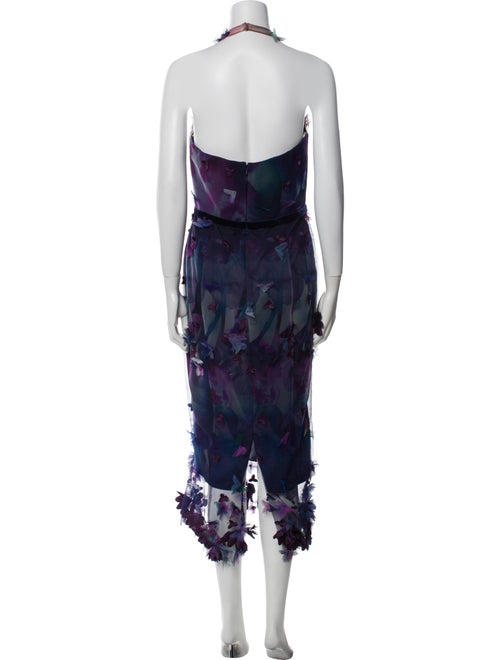 Marchesa Notte Printed Midi Length Dress