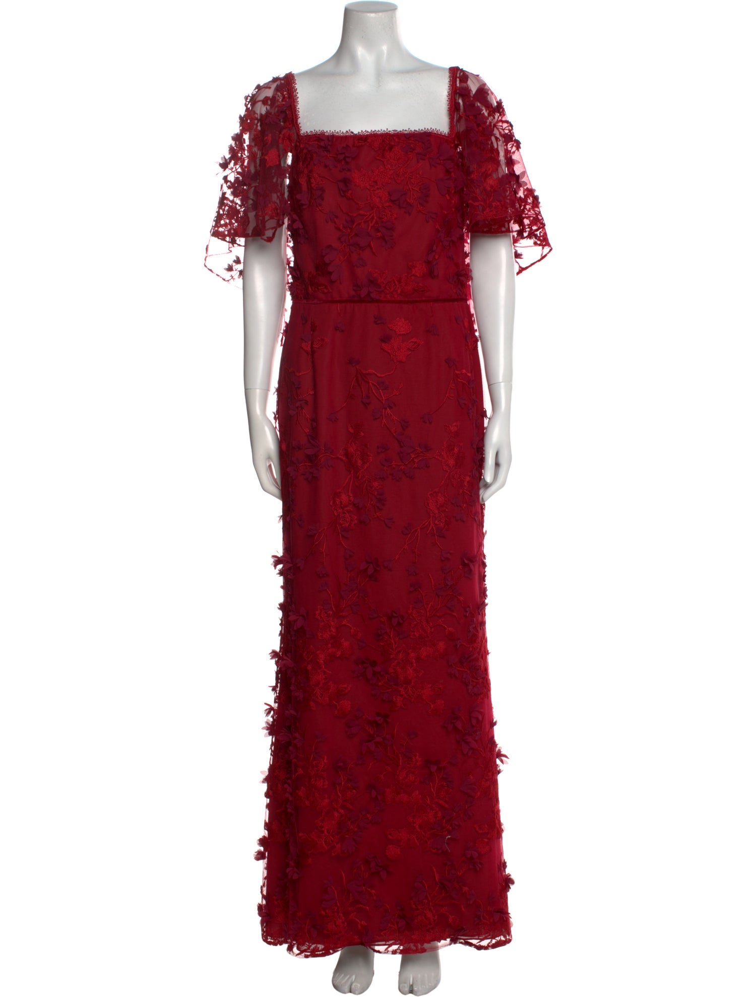Marchesa Notte Lace Pattern Long Dress