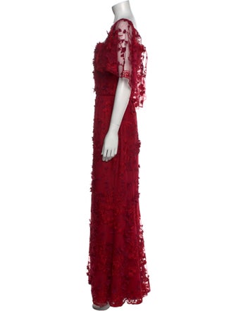 Marchesa Notte Lace Pattern Long Dress