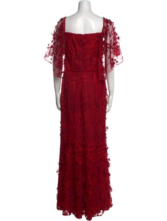 Marchesa Notte Lace Pattern Long Dress