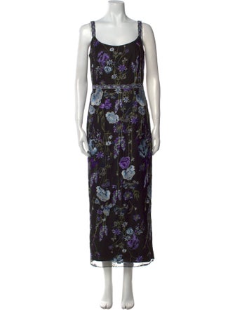 Marchesa Notte Floral Print Long Dress