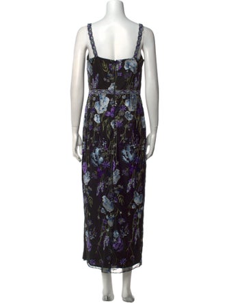 Marchesa Notte Floral Print Long Dress