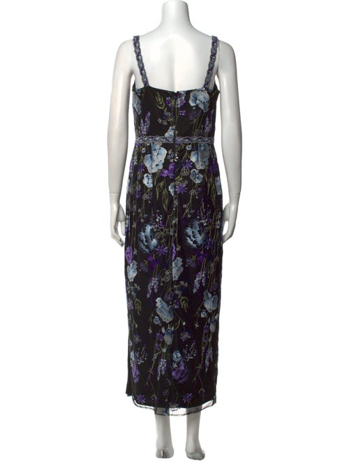 Marchesa Notte Floral Print Long Dress