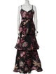 Marchesa Notte Floral Print Long Dress
