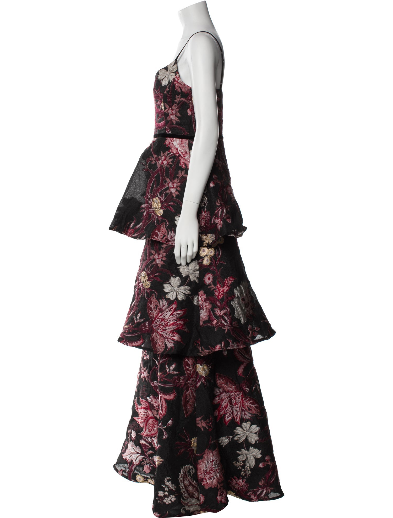 Marchesa Notte Floral Print Long Dress