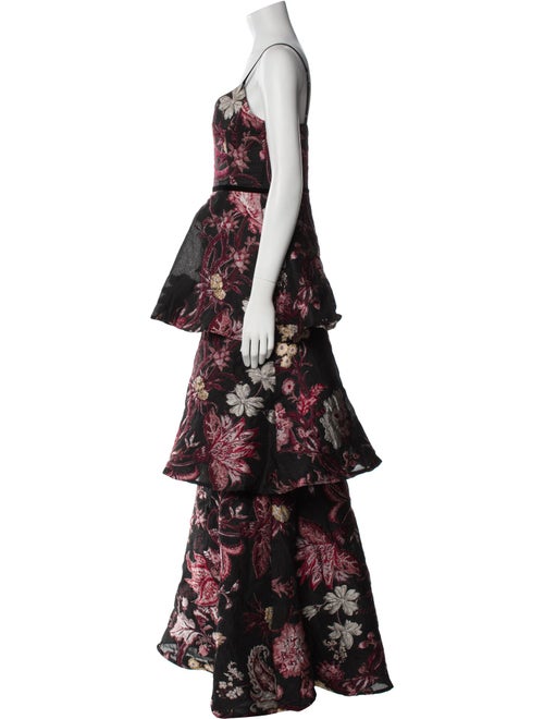 Marchesa Notte Floral Print Long Dress