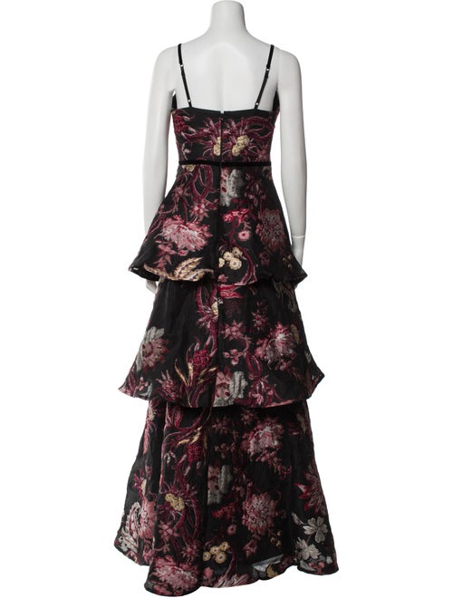 Marchesa Notte Floral Print Long Dress