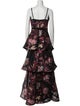 Marchesa Notte Floral Print Long Dress