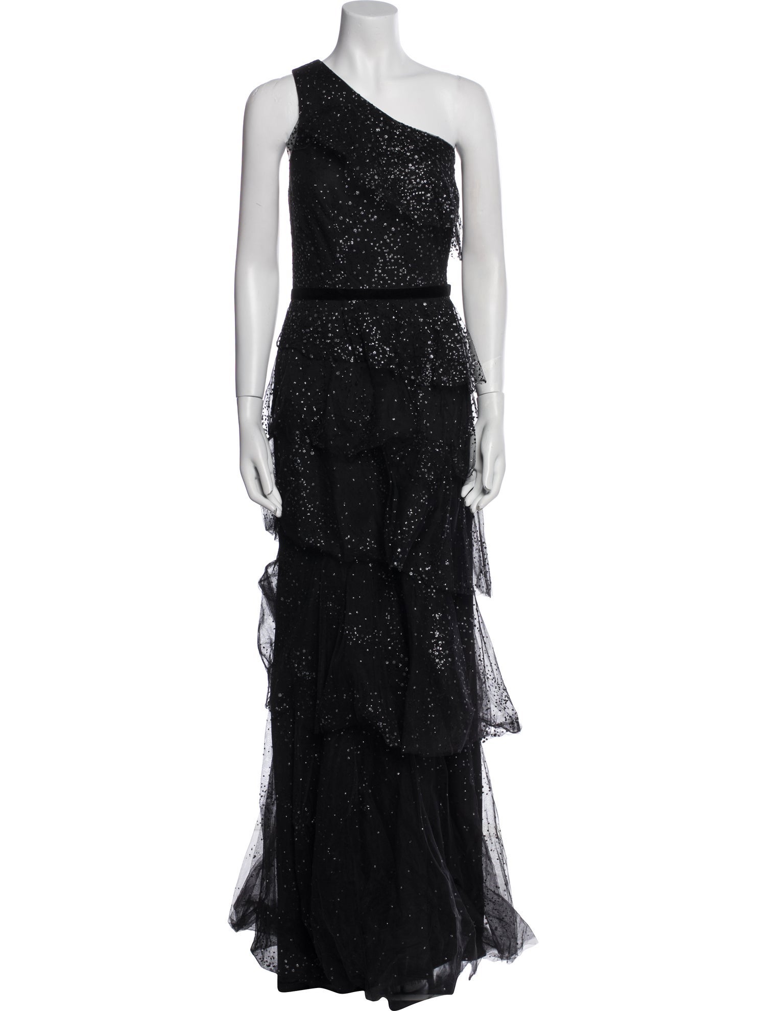 Marchesa Notte One-Shoulder Long Dress