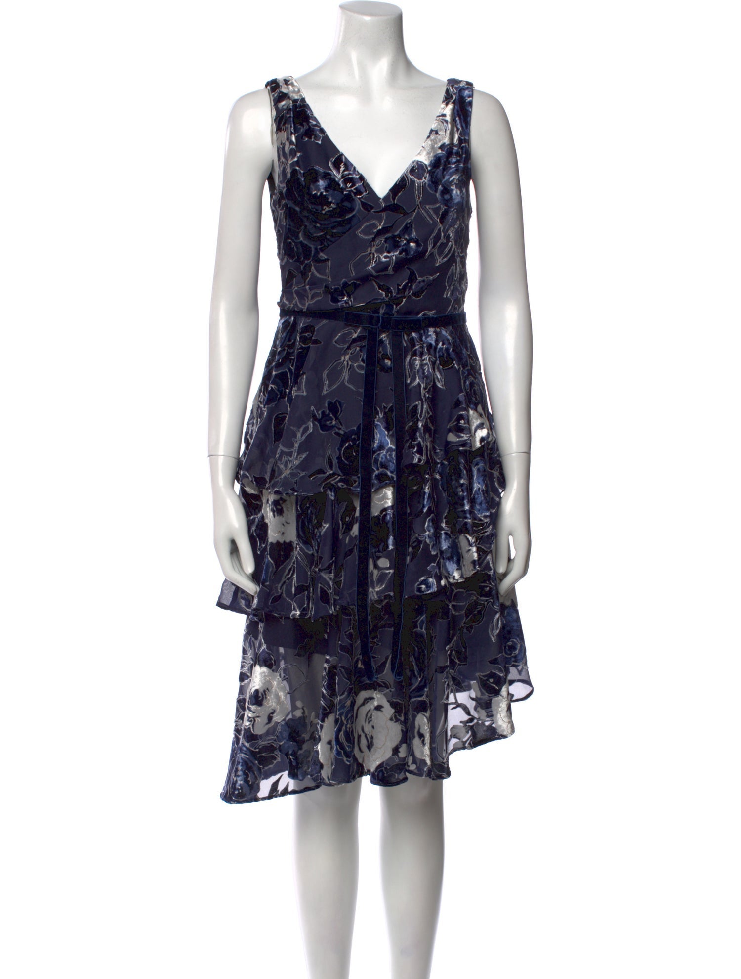 Marchesa Notte Floral Print Knee-Length Dress
