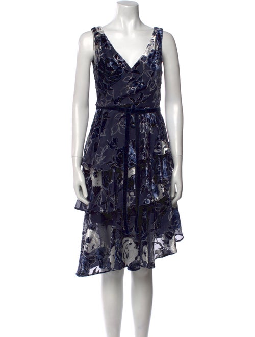 Marchesa Notte Floral Print Knee-Length Dress