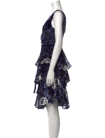 Marchesa Notte Floral Print Knee-Length Dress