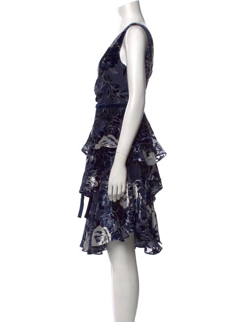 Marchesa Notte Floral Print Knee-Length Dress