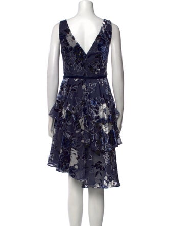 Marchesa Notte Floral Print Knee-Length Dress