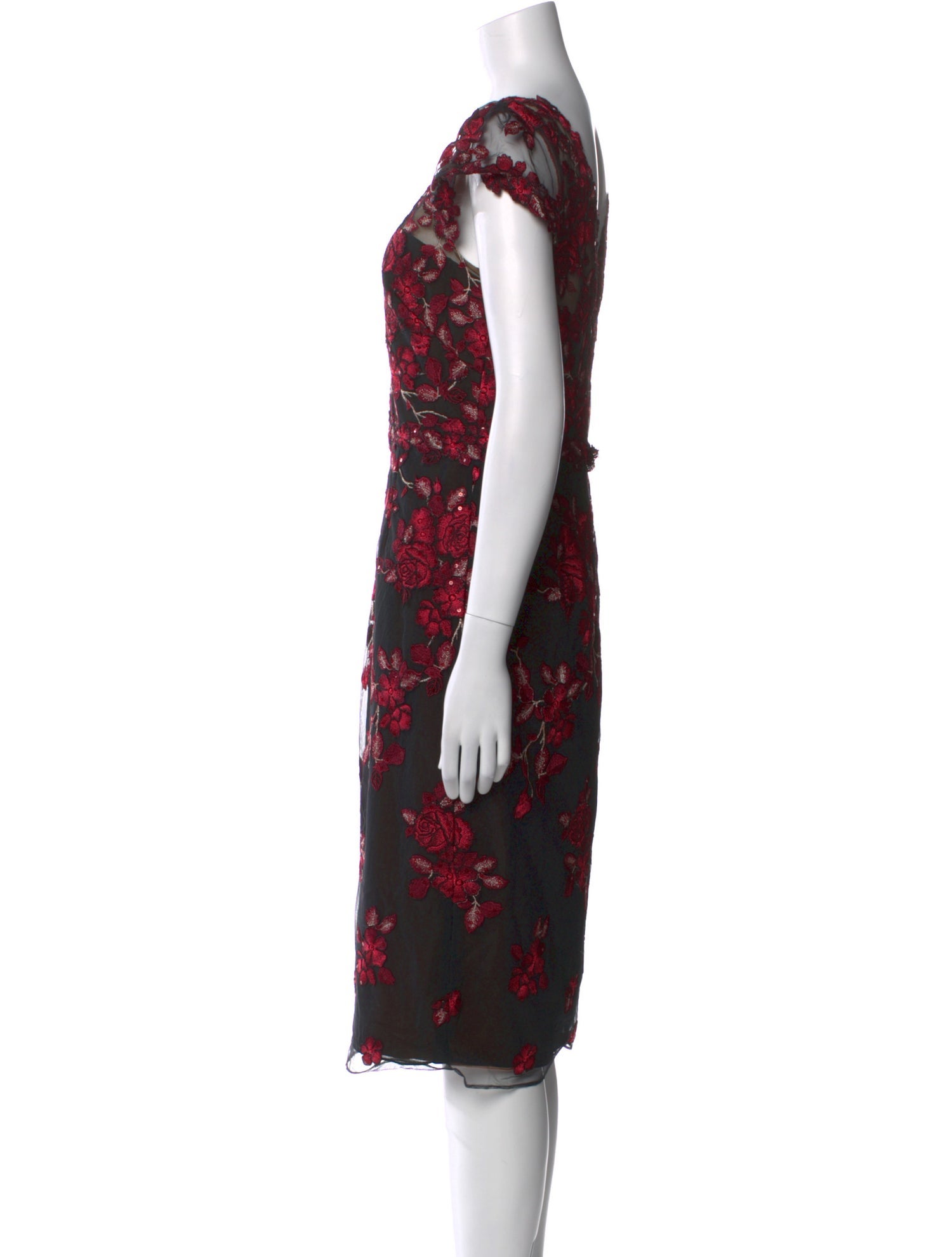 Marchesa Notte Floral Print Midi Length Dress