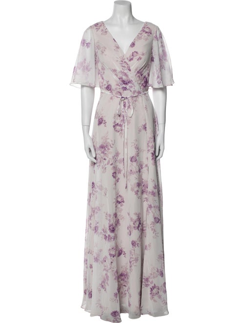 Marchesa Notte Floral Print Long Dress