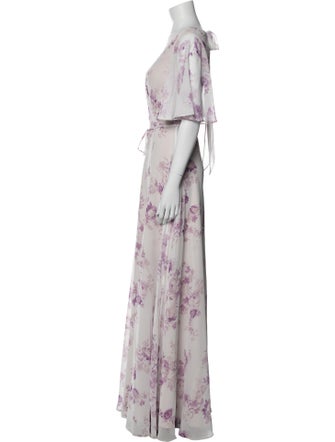 Marchesa Notte Floral Print Long Dress