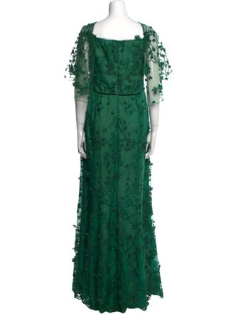 Marchesa Notte Lace Pattern Long Dress