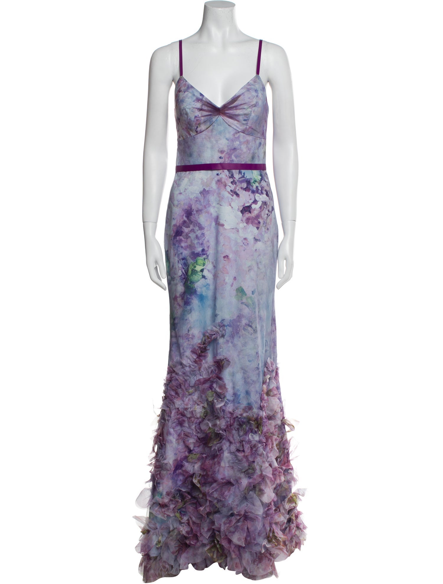 Marchesa Notte Tie-Dye Print Long Dress