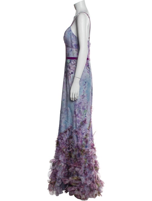 Marchesa Notte Tie-Dye Print Long Dress