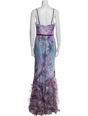 Marchesa Notte Tie-Dye Print Long Dress