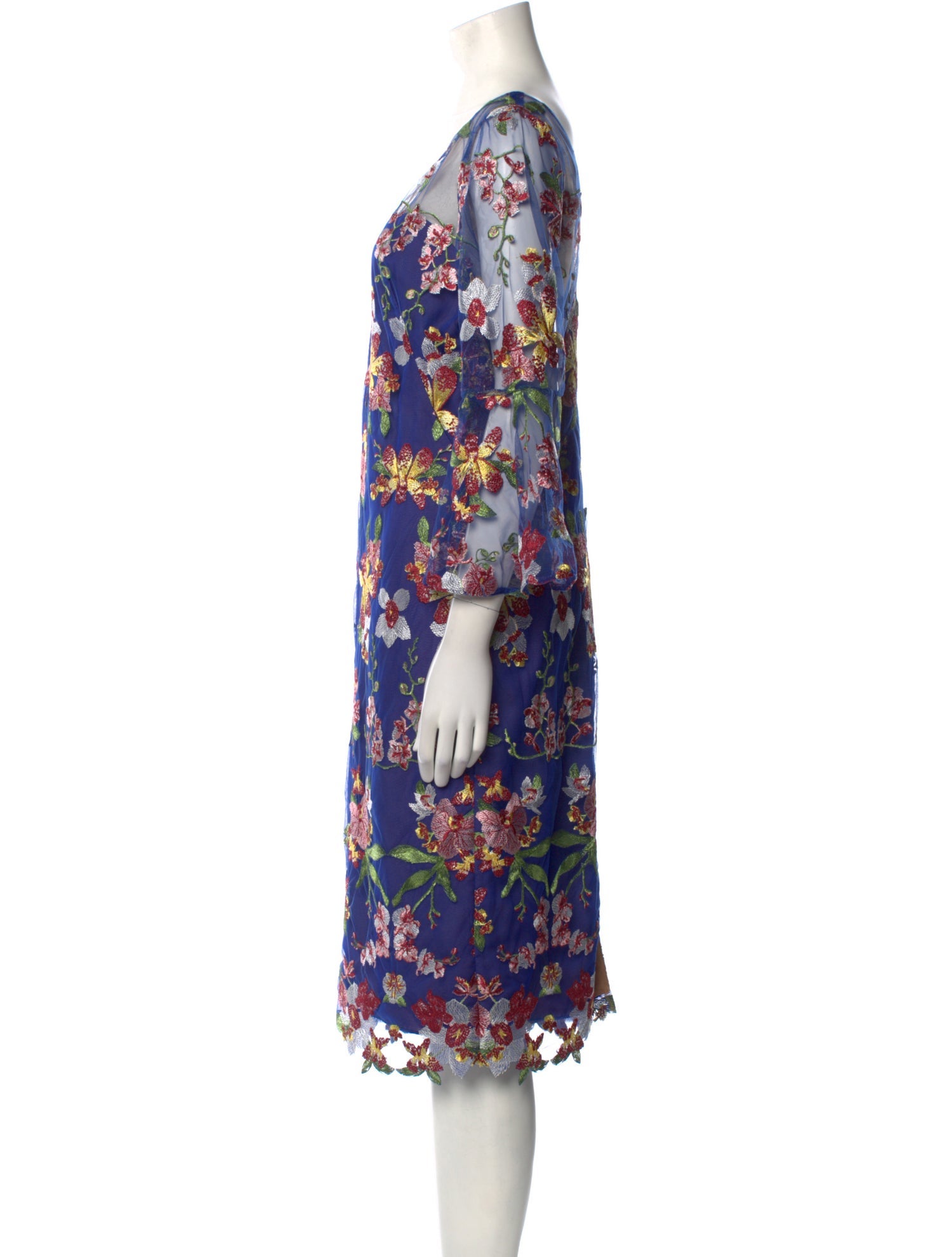 Marchesa Notte Floral Print Midi Length Dress w/ Tags