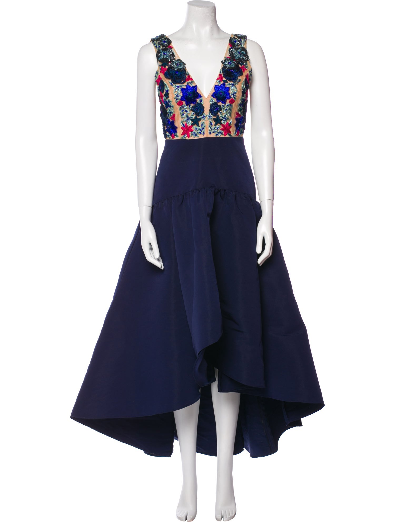 Marchesa Notte Floral Print Long Dress