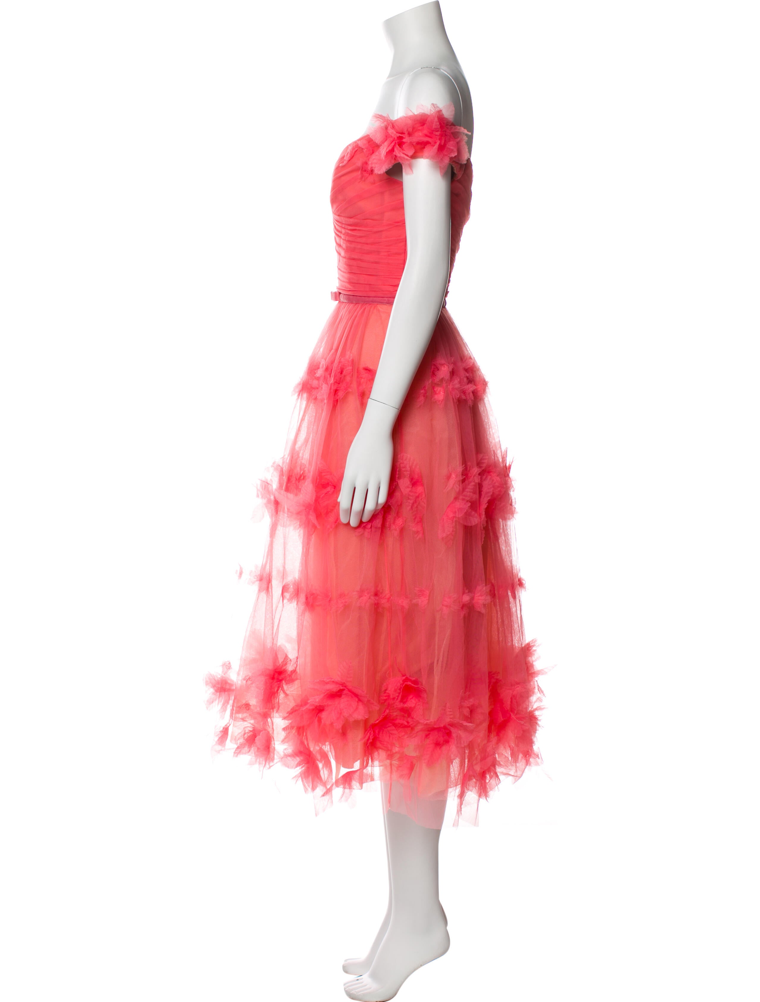 Marchesa Notte Lace Pattern Midi Length Dress