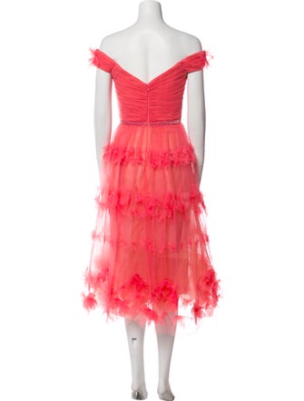 Marchesa Notte Lace Pattern Midi Length Dress