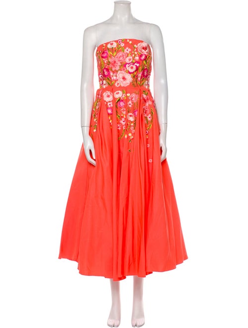 Marchesa Notte Strapless Midi Length Dress