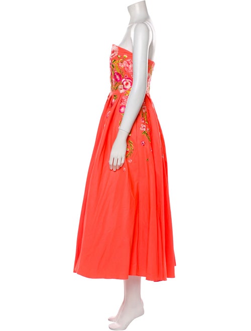 Marchesa Notte Strapless Midi Length Dress