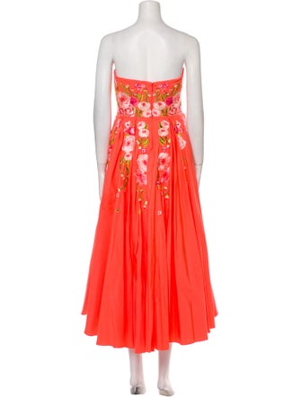 Marchesa Notte Strapless Midi Length Dress